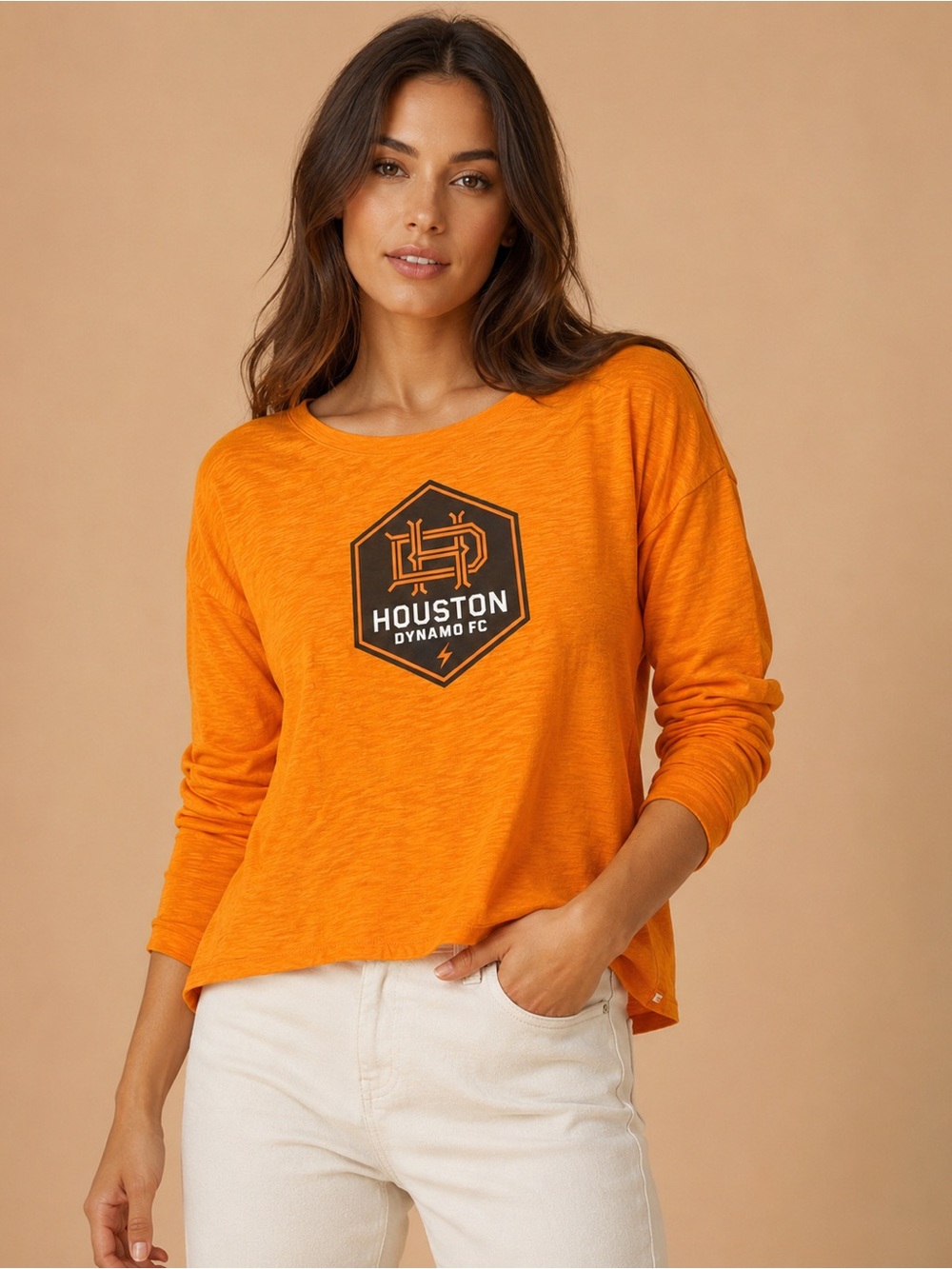 Houston Dynamo FC Fanatics Orange Performance Long Sleeve Shirt Large